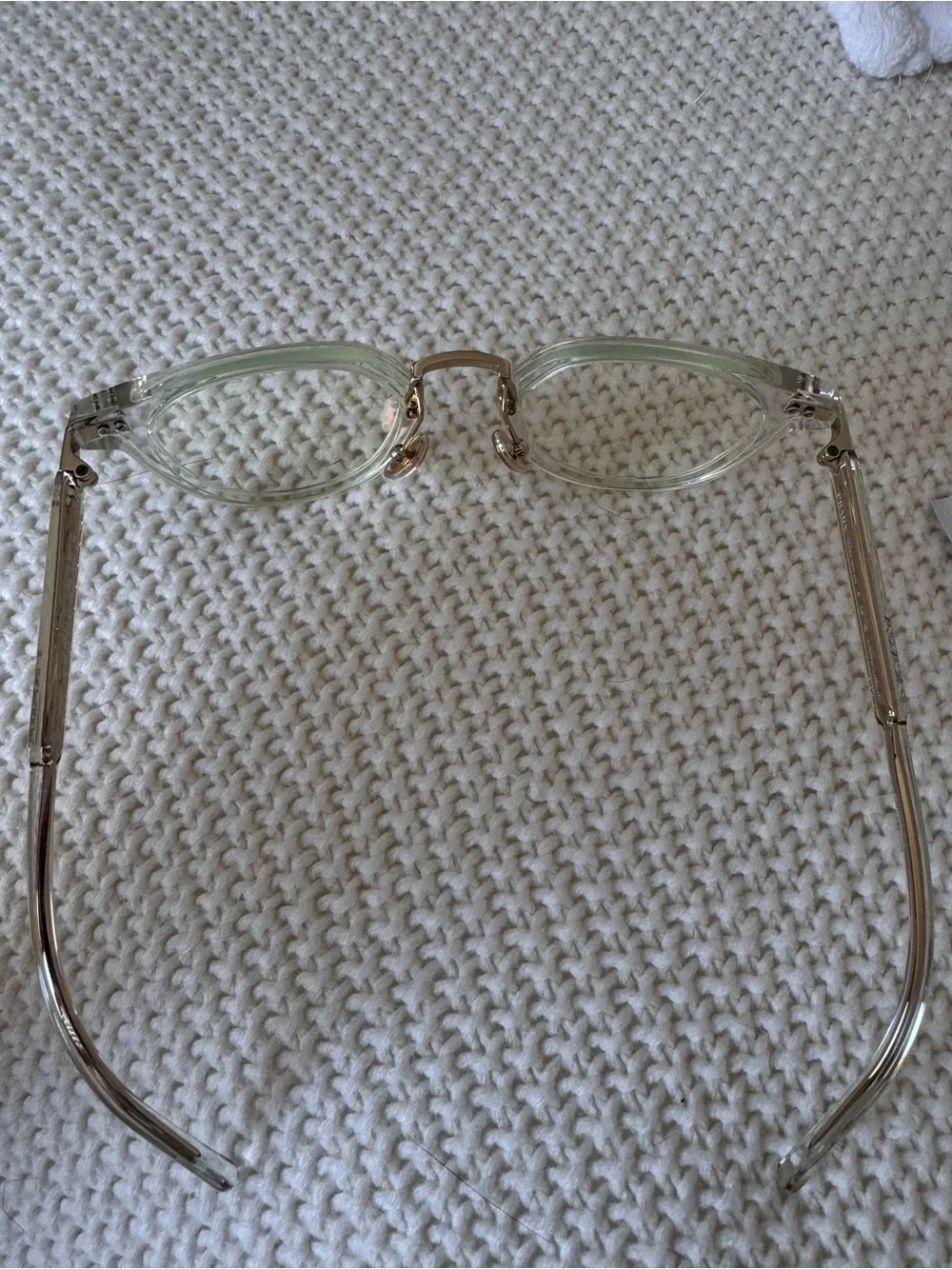 Prada Clear Frame Unisex Glasses with Gold Bridge